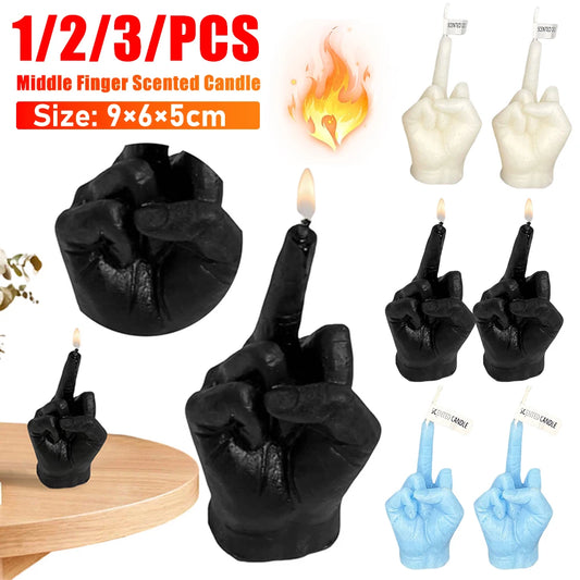 1-3PCS New Middle Finger Shaped Model Scented Candles Funny Quirky Small Gifts Home Room Decor Ornaments Birthday Gifts Candle